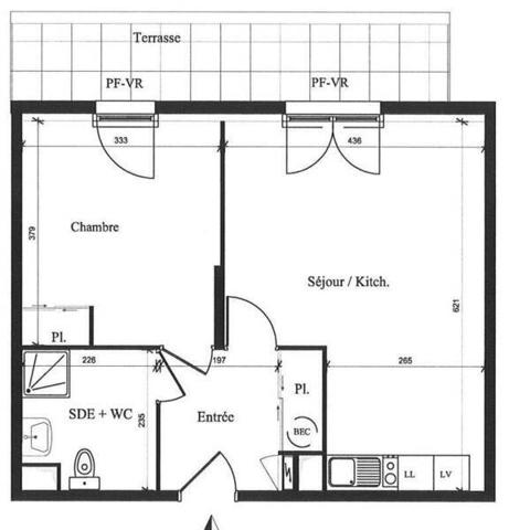 Appartement 2 pièces                                        - 44300 Nantes - JONELIERE Réf : 12178