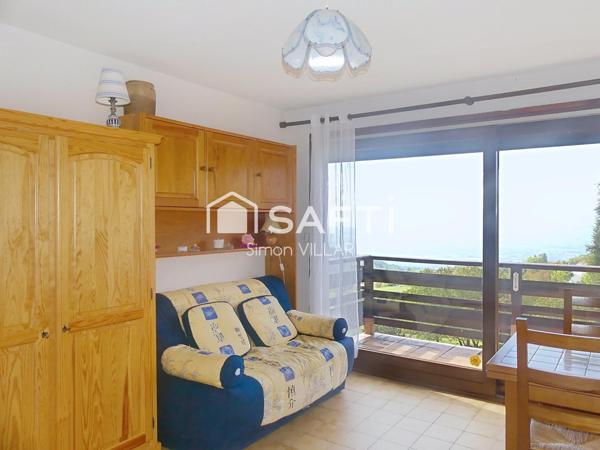 Studio très fonctionnel avec un balcon et une vue