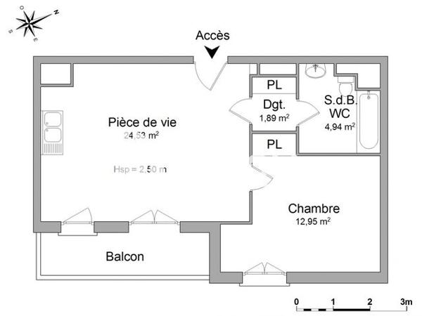 Location Appartement 2 pièces 44.3 m² - 6 RUE DE BOUGAINVILLE Elancourt 78990