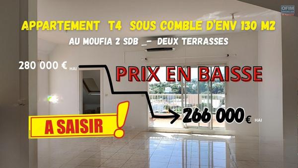 Vente Appartement T4 sous comble de 130m2 à Saint-Denis 974 - Moufia