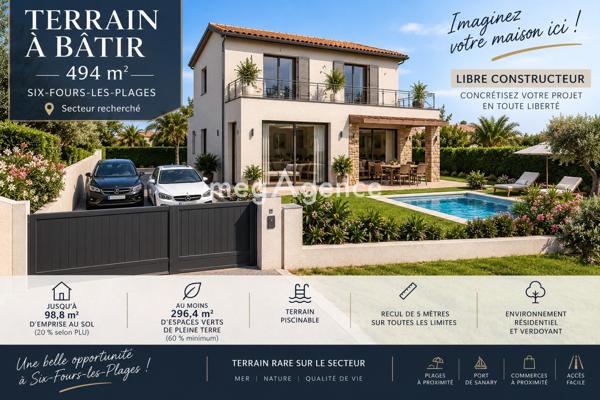 Terrain à SIX-FOURS-LES-PLAGES, 83140 - 494m²