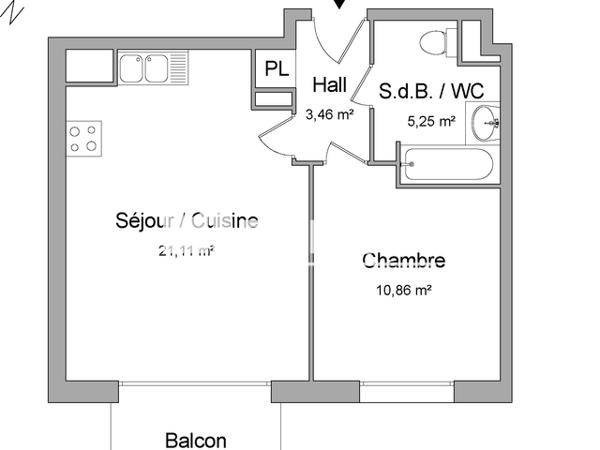 Location Appartement 2 pièces 40.68 m² - 27 RUE DU 11 NOVEMBRE Croix 59170