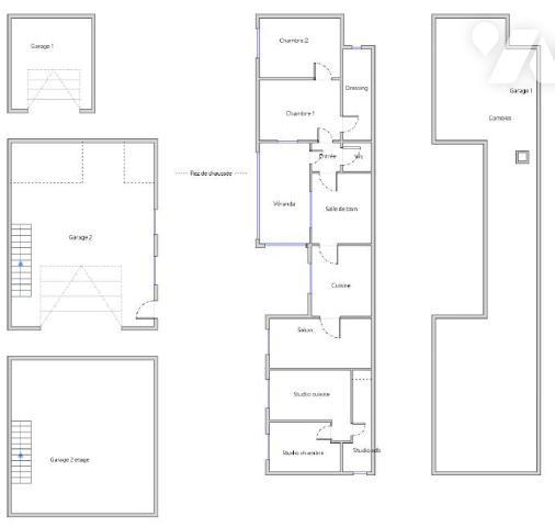 Maison + studio + garage aménageable