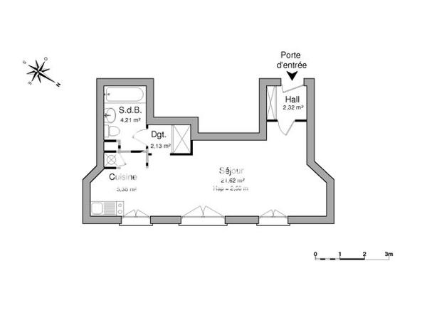 Location Studio 35.66 m² - 53 RUE DE LA CHARMILLE Strasbourg Koenigshoffen 67200