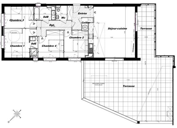 Appartement spacieux avec terrasse de 90m²