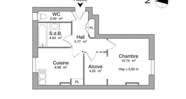 Location Studio 36.38 m² - Bron 69500