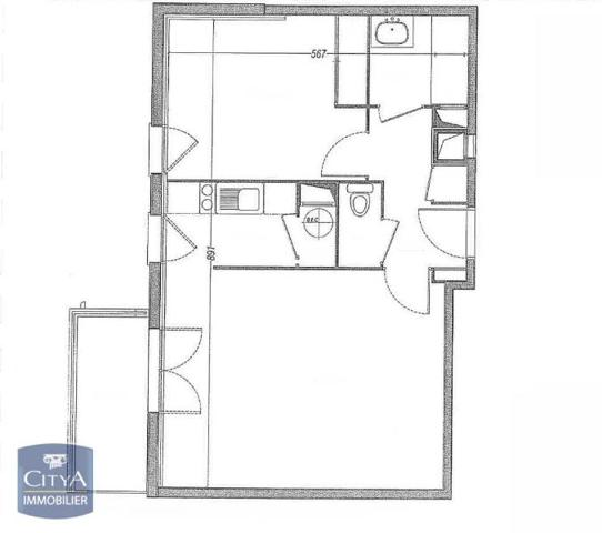 Appartement à louer 2 pièces 47.25m²