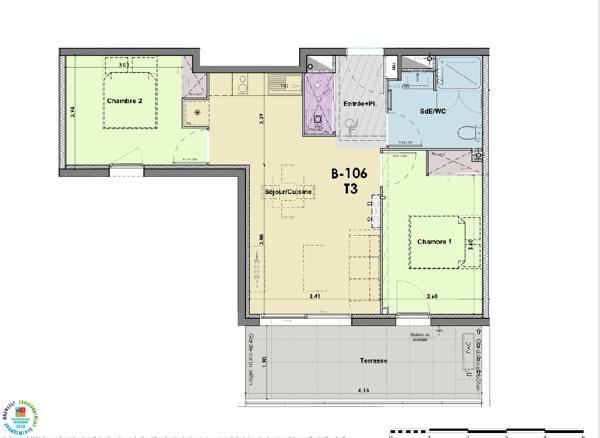 Appartement 3 pièces 51.03 m2