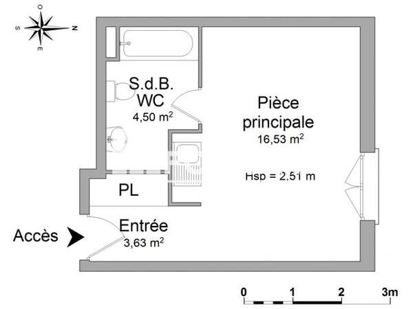Location Studio 24.66 m² - 30 BIS RUE DU 23 R.I. Bourg En Bresse 01000