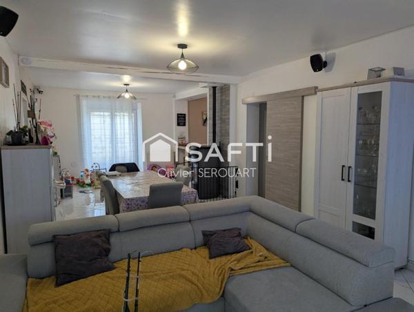 Maison de plain-pied 126 m² rénovée – 4 chambres –dont une suite parentale – 3 garages – Terrain 500 m²