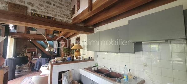 Maison de caractère proche de Pithiviers comprenant entrée sur séjour avec poêle a pellet  ,cuisine , dégagement  ,chambre avec salle de bain attenante ,wc ,a demi niveau salon avec ouverture sur jardin ,chambre au dessus .
a l' étage mezzanine avec bureau ,palier et chambre ,wc et raccordement évier en attente .
dépendance attenante ,cellier et duplex 35 m²indépendant   a aménager 
cave .
terrain clos d' une surface de 1063 m²