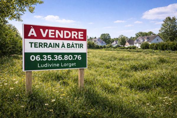 Terrain constructible à vendre de 2250m² FAVEROLLES (02), borné - belle façade 37m- exposition SUD-OUEST, village calme.