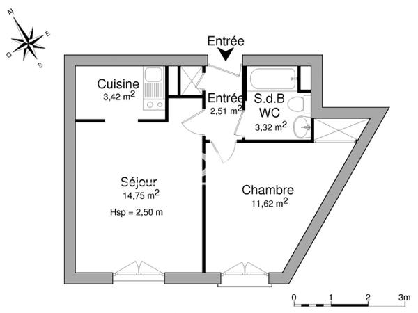 Location Appartement meublé 2 pièces 35.62 m² - 101 RUE CHARLES LEGENDRE BAT D Limoges 87000