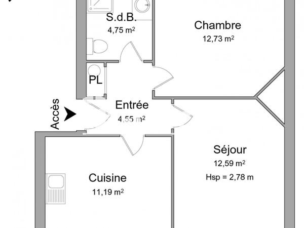 Location Appartement 2 pièces 45.81 m² - 26 RUE DE L'ILE NEUVE Saumur 49400