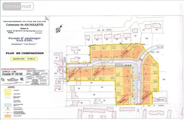 Terrain à Batir à vendre à Aix-Noulette dans le Pas-de-Calais (62160), ref : 62041-190