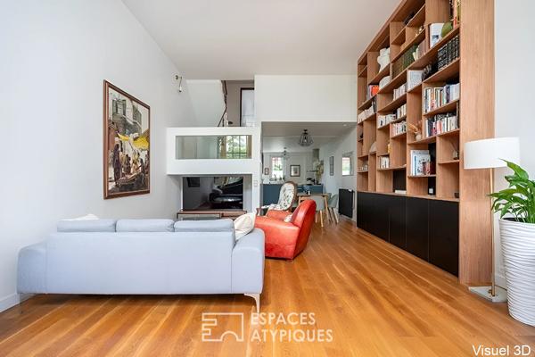 Loft traversant avec verrière et terrasse