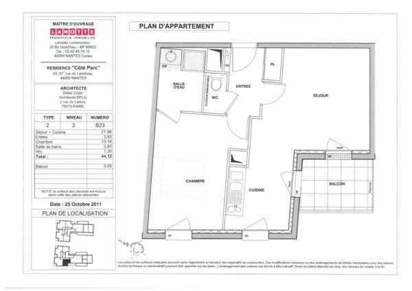 Appartement à louer 2 pièces - 44 m²