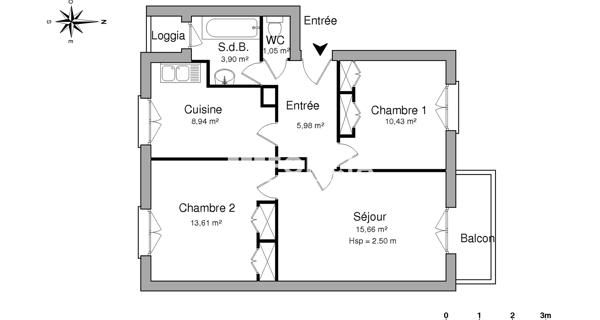 Location Appartement 3 pièces 59.57 m² - Le Pont-de-claix 38800