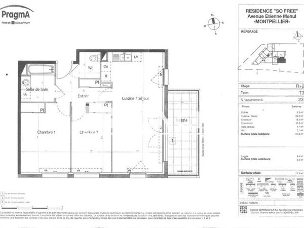 Location Appartement 3 pièces 61.9 m² - 755 AVENUE ETIENNE MEHUL Montpellier 34070