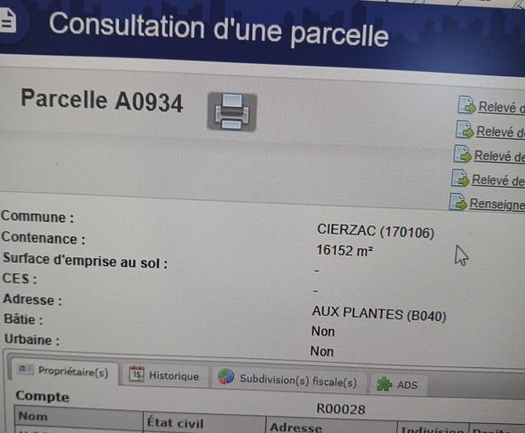 Cierzac (17520) 

À vendre – Beau terrain de 16 000 m² à Cierzac (Charente maritime)