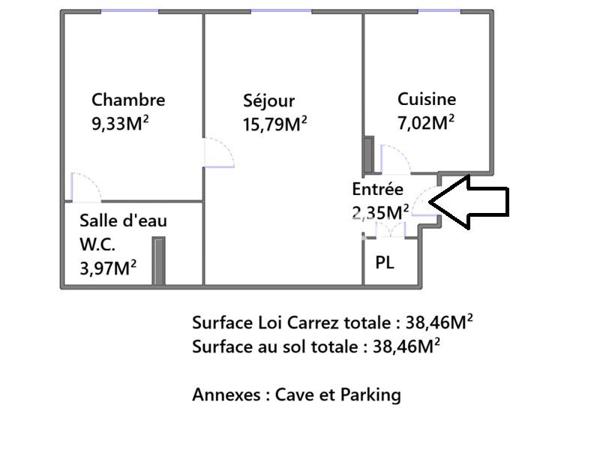 Appartement 2 pièces - 38 m²