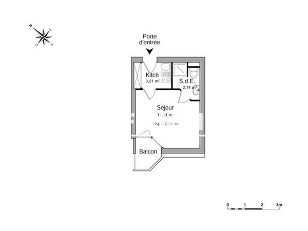 Location Studio 17.29 m² - 14 RUE DU DOCTEUR CALMETTE Caen 14000