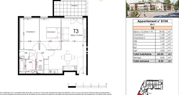 Location Appartement 3 pièces 60.5 m² - Monteux 84170