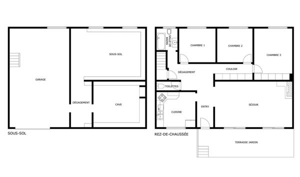 Jolie maison de plain-pied, 95 m² sur sous-sol avec 3 chambres