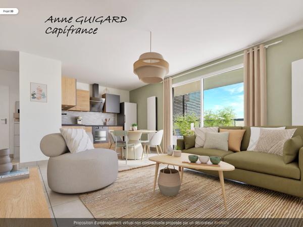 ANNECY (74) Beau 3P de 60,15m² de 2021, terrasse 12m², ouest, parking privatif