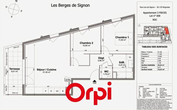Appartement à vendre    3 pièces • 63,34 m2 Brignoles