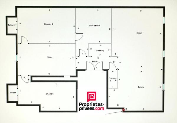 Appartement de standing 4 pièces 85 m2 avec balcons, cave et grenier