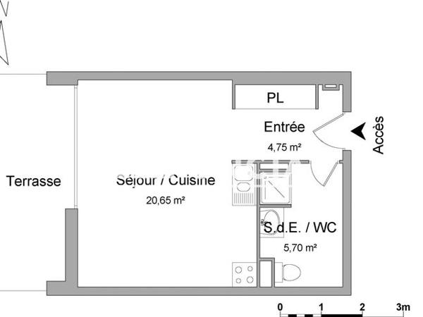 Location Studio 31.1 m² - 1376 AVENUE DE LA POMPIGNANE Montpellier 34000