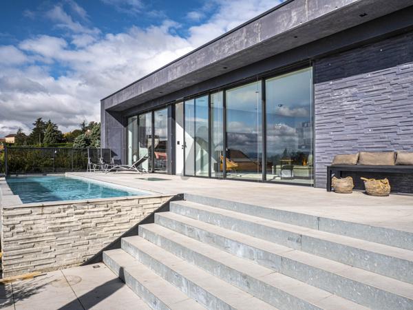 Villa contemporaine 4 chambres avec vue exceptionnelle au calme et sans vis à vis à Saint-Didier-au-Mont-d’Or