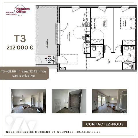 Découvrez ce bel appartement T3 neuf de 69.19 m², situé en rez-de-chaussée d'une résidence réce...