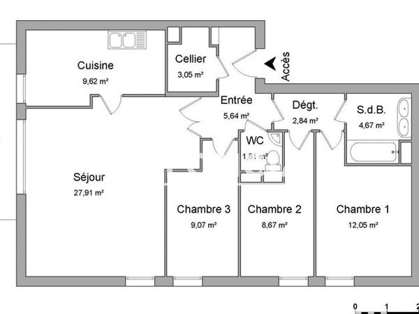 Location Appartement 4 pièces 85.33 m² - 1BIS RUE DE LA ROBERTSAU Schiltigheim 67300