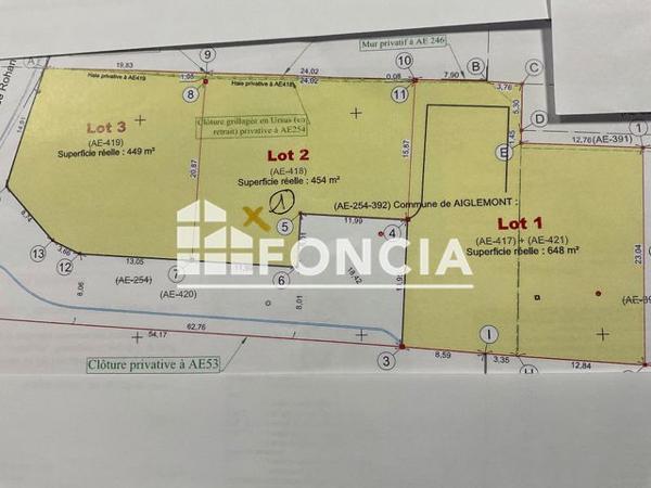 À vendre Terrain 454 m² - Aiglemont 08090