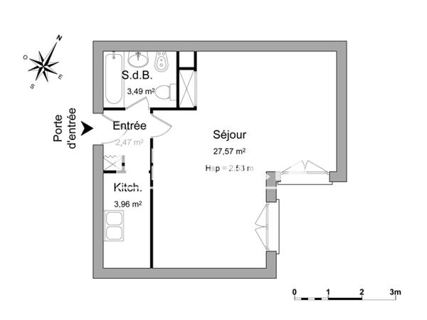 Location Studio 37.49 m² - Agen 47000