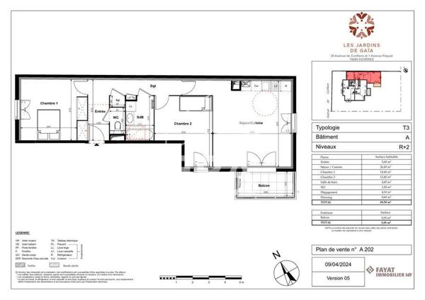 Appartement 3 pièces 70m2 - Centre ville