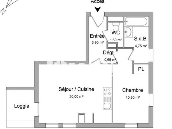 Location Appartement 2 pièces 41.8 m² - 18 RUE LAVILLE FATIN Bordeaux 33100