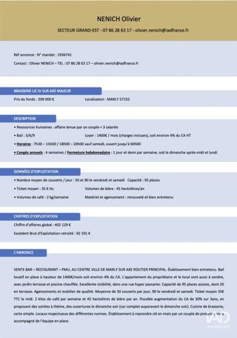 Restaurant à vendre 230 m² Marly