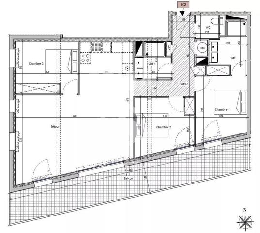 Dernier étage T4 de 92,72 m² vue mer!