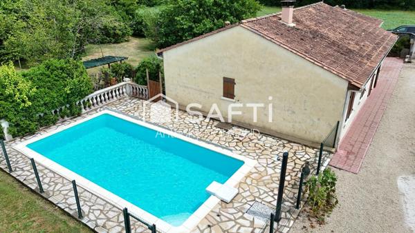 Maison plain-pied, 4ch, Séjour, Garage, Piscine