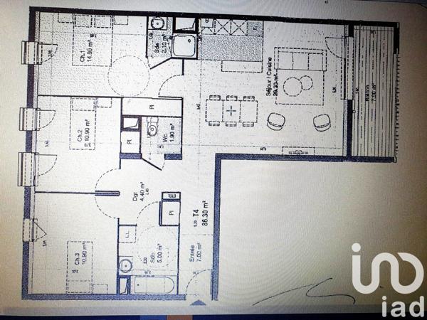 Appartement à vendre 4 pièces 86 m² Luisant