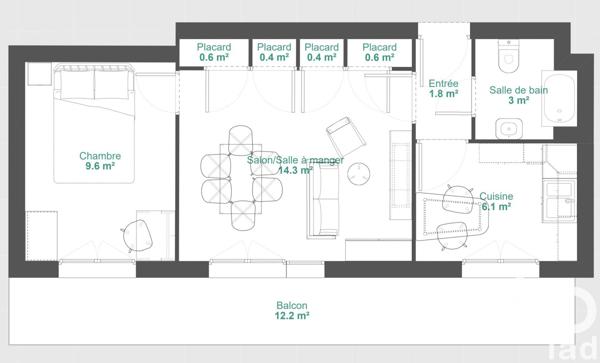 Appartement à vendre 2 pièces 37 m² Thonon-les-Bains
