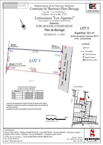 Terrain à Batir à vendre à Marennes-Hiers-Brouage en Charente-Maritime (17320), ref : DD/JOM/23-10-3