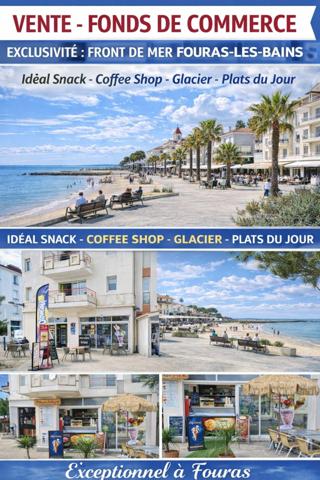 Fonds de commerce à vendre FOURAS (17) RESTAURATION RAPIDE AVEC EXTRACTION - IDEAL SNACKING- COFFEE SHOP ET GLACIER - FRONT DE MER