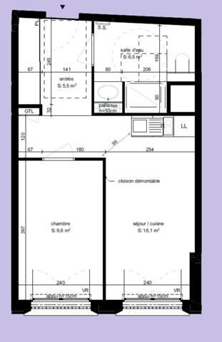 Studio neuf à vendre PARIS 17, surface habitable 37.70 m2