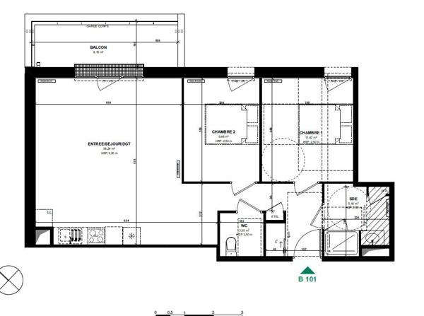 Appartement 3 pieces, Pordic  Centre, Residence Bleuenn