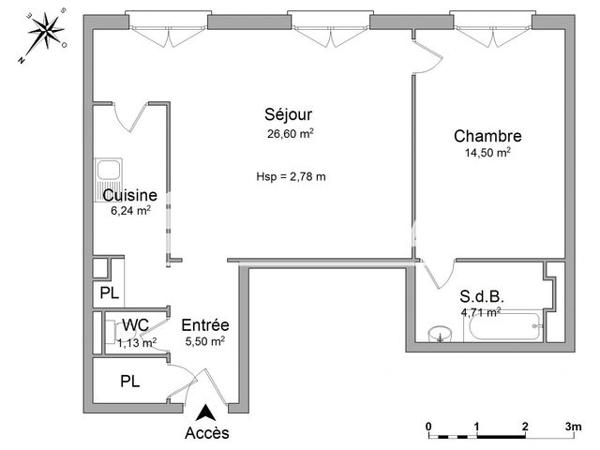 Location Appartement 2 pièces 58.68 m² - 15 QUAI LOUIS BLERIOT Paris 75016
