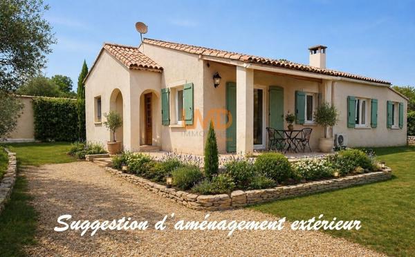 Maison plain-pied, garage, terrain 826 m², au calme avec vue dégagée